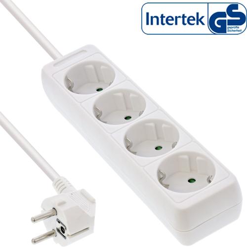 InLine® Steckdosenleiste 4-fach Schutzkontakt 1,5m weiß